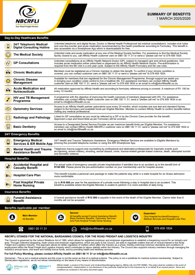 NBCRFLI Health Plan Benefits Summary